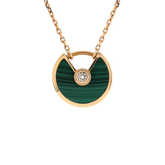 Cartier Amulette de Cartier Pendant Necklace 18K Rose Gold with Malachite and Diamond XS