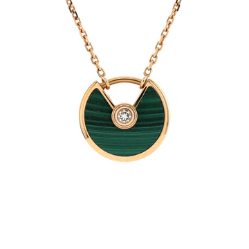 Cartier Amulette de Cartier Pendant Necklace 18K Rose Gold with Malachite and Diamond XS