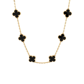 Van Cleef & Arpels Vintage Alhambra 10 Motifs Necklace 18K Yellow Gold and Onyx