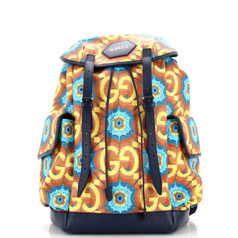 Gucci Double Pocket Belt Backpack Kaleidoscope Print GG Coated Canvas Large