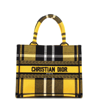 Christian Dior Book Tote Tartan Check Canvas Small