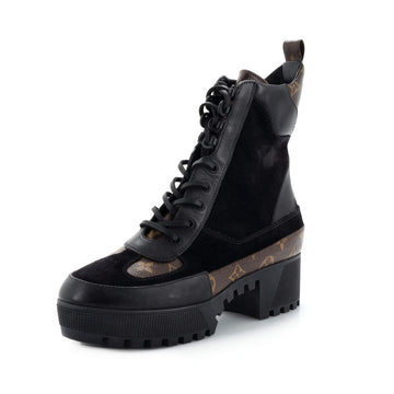 Louis Vuitton Women's Laureate Platform Desert Boots Suede with Monogram Canvas