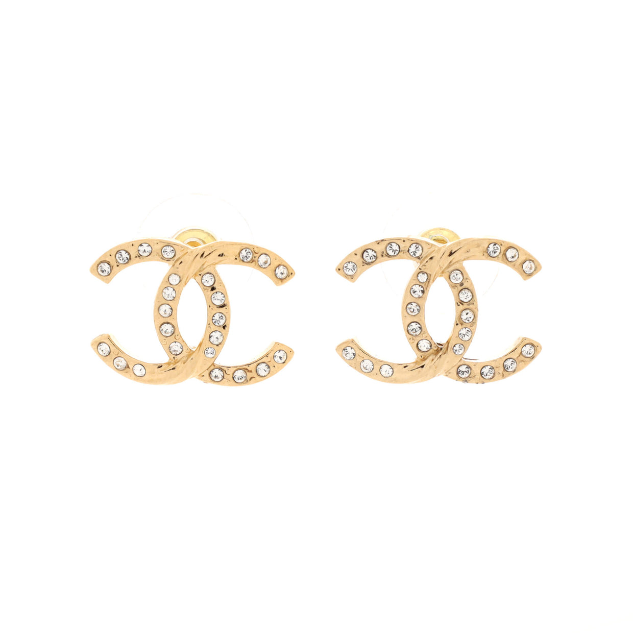 CHANEL 26S DOUBLE C LOGO ROUND PINK RESIN STUD EARRINGS IN GOLD METAL 633346