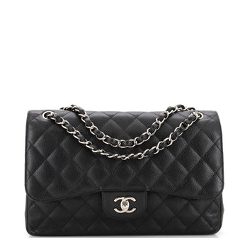 Chanel Classic Double Flap Bag Quilted Caviar Jumbo