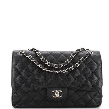 Chanel Classic Double Flap Bag Quilted Caviar Jumbo