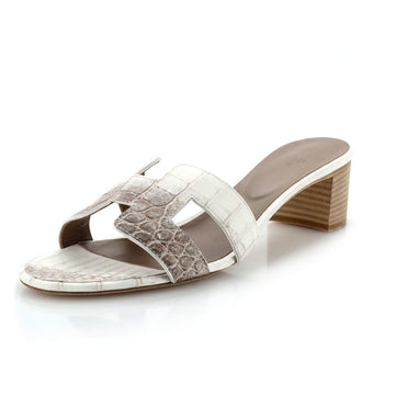 Hermes Women's Oasis Sandals Himalayan Crocodile