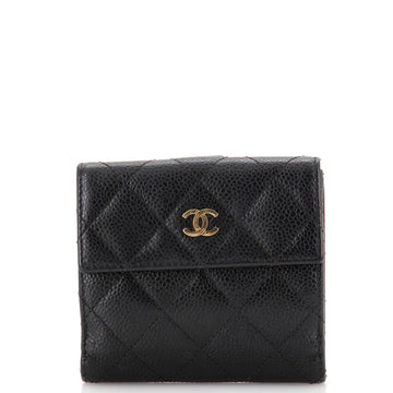 Chanel CC Compact Classic Flap Wallet Quilted Caviar