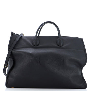 Gucci Logo Tote Embossed Leather Large