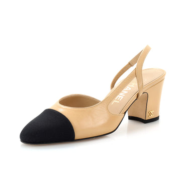 Chanel Women’s Cap Toe Slingback Pumps Leather
