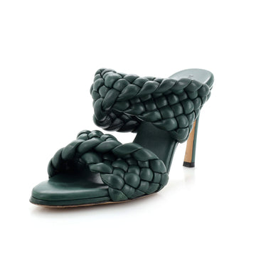 Bottega Veneta Women's Curve Twisted Heeled Sandals Padded Intrecciato Leather