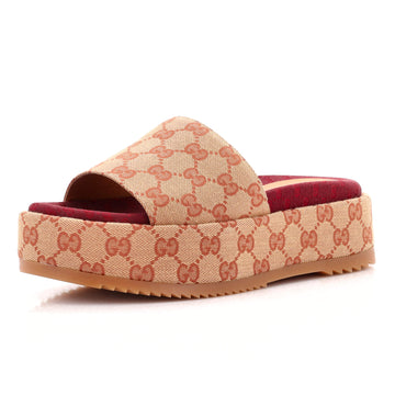 Gucci Women's Angelina Platform Slide Sandals GG Canvas