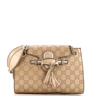 Gucci Emily Chain Flap Shoulder Bag Guccissima Leather Small