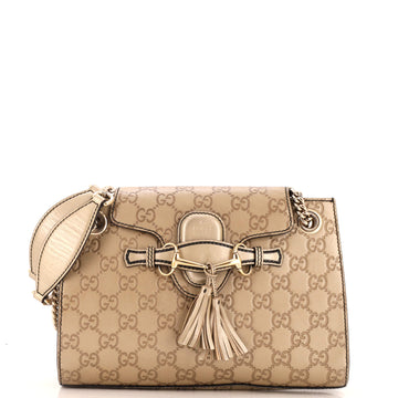 Gucci Emily Chain Flap Shoulder Bag Guccissima Leather Small