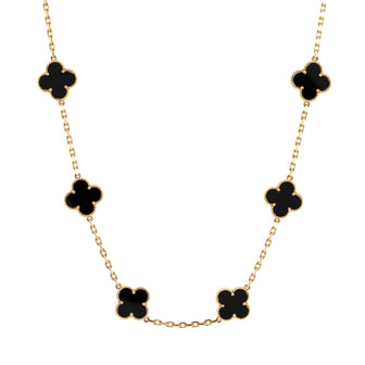 Van Cleef & Arpels Vintage Alhambra 10 Motifs Necklace 18K Yellow Gold and Onyx