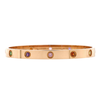 Cartier Love 10 Stone Bracelet 18K Rose Gold with Garnet, Amethyst and Sapphire