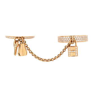 Hermes Kelly Clochette Double Ring 18K Rose Gold with Diamonds