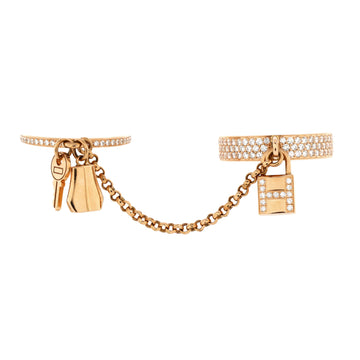 Hermes Kelly Clochette Double Ring 18K Rose Gold with Diamonds