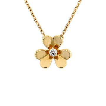 Van Cleef & Arpels Frivole Pendant Necklace 18K Yellow Gold and Diamond Mini