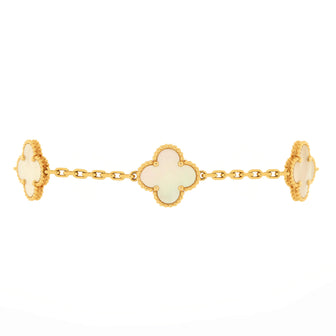 Van Cleef & Arpels Vintage Alhambra 5 Motifs Bracelet 18K Yellow Gold and Mother of Pearl