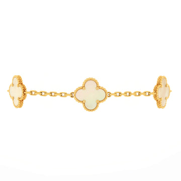 Van Cleef & Arpels Vintage Alhambra 5 Motifs Bracelet 18K Yellow Gold and Mother of Pearl