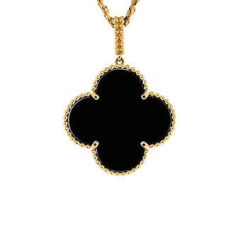 Van Cleef & Arpels Magic Alhambra Pendant Necklace 18K Yellow Gold and Onyx