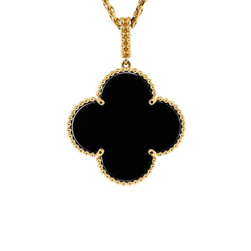 Van Cleef & Arpels Magic Alhambra Pendant Necklace 18K Yellow Gold and Onyx
