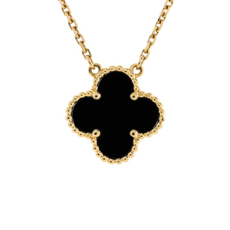 Van Cleef & Arpels Vintage Alhambra Pendant Necklace 18K Yellow Gold and Onyx
