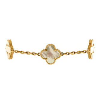 Van Cleef & Arpels Vintage Alhambra 5 Motifs Bracelet 18K Yellow Gold and Mother of Pearl