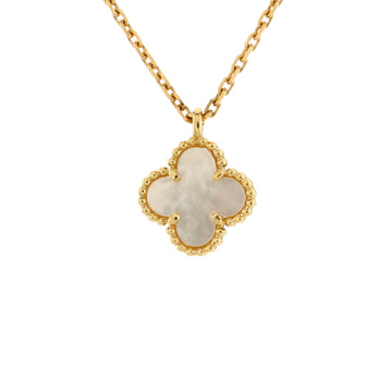 Van Cleef & Arpels Sweet Alhambra Pendant Necklace 18K Yellow Gold and Mother of Pearl