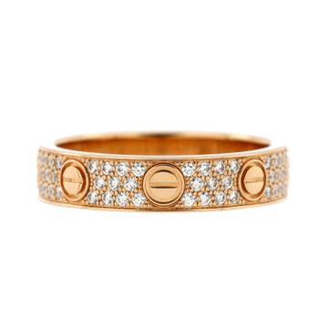 Cartier Love Wedding Band Pave Diamonds Ring 18K Rose Gold and Diamonds