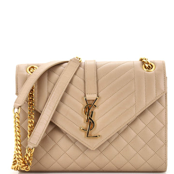 Saint Laurent Classic Monogram Envelope Satchel Mixed Matelasse Leather Medium