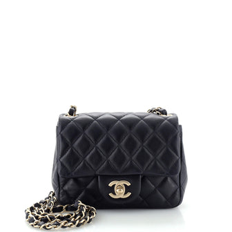 Chanel Square Classic Single Flap Bag Quilted Lambskin Mini
