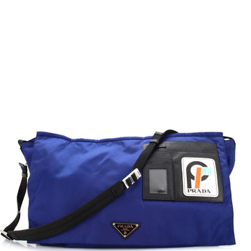 Prada Logo Patch Technical Flap Messenger Bag Tessuto Large