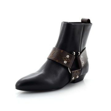 Louis Vuitton Women's Rhapsody Ankle Boots Leather with Monogram Canvas