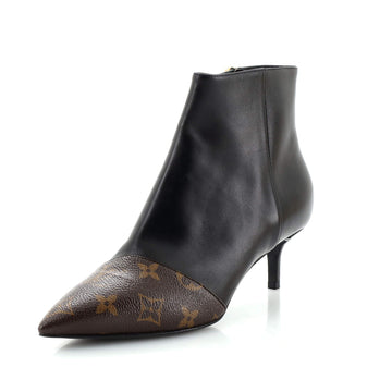Louis Vuitton Women's Cherie Ankle Boots Leather with Monogram Canvas