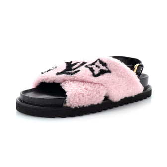 Louis Vuitton Women's Paseo Comfort Slide Slingback Sandals Shearling with Leather