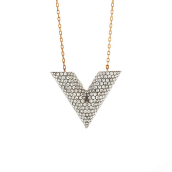 Louis Vuitton Essential V Necklace Metal with Crystals Large