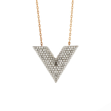 Louis Vuitton Essential V Necklace Metal with Crystals Large