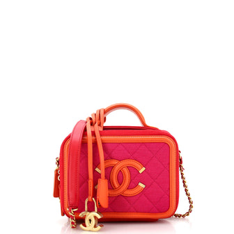 Chanel Filigree Vanity Case Quilted Jersey Small