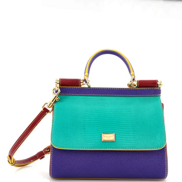 Dolce & Gabbana Miss Sicily Bag Lizard Embossed Leather Small