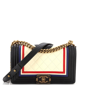 Chanel Crest Boy Flap Bag Quilted Lambskin Old Medium