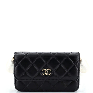 Chanel Pearl Strap Clutch with Chain Quilted Calfskin