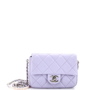 Chanel My Perfect Adjustable Chain Flap Bag Quilted Lambskin with Pearls Mini