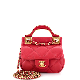 Chanel Lady Handle Flap Card Holder on Chain Quilted Calfskin