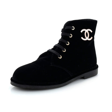 Chanel Women's CC Desert Ankle Boots Velvet