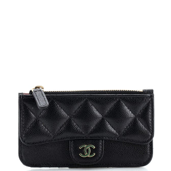 Chanel Flap Zip Card Holder Quilted Caviar