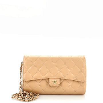 Chanel Phone Holder Zip Around Wallet on Chain Quilted Lambskin