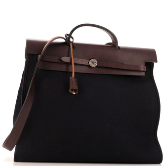 Hermes Herbag Zip Leather and Toile 39