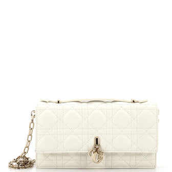 Christian Dior Miss Dior Charms Top Handle Flap Bag Cannage Quilt Lambskin Mini