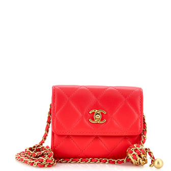 Chanel Pearl Crush Flap Clutch with Chain Quilted Lambskin Mini